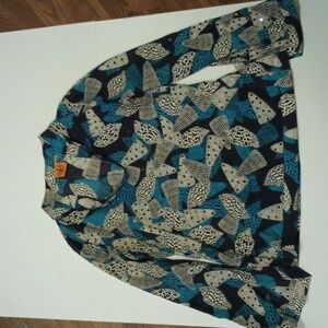 Tory Burch Black Blue White Sequined Shell Blouse A18
